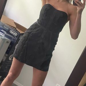 Navy blue dress w/ lace & gold details.